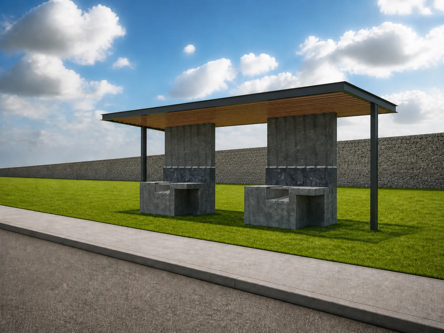 Render del área de asadores de Puerta San Miguel