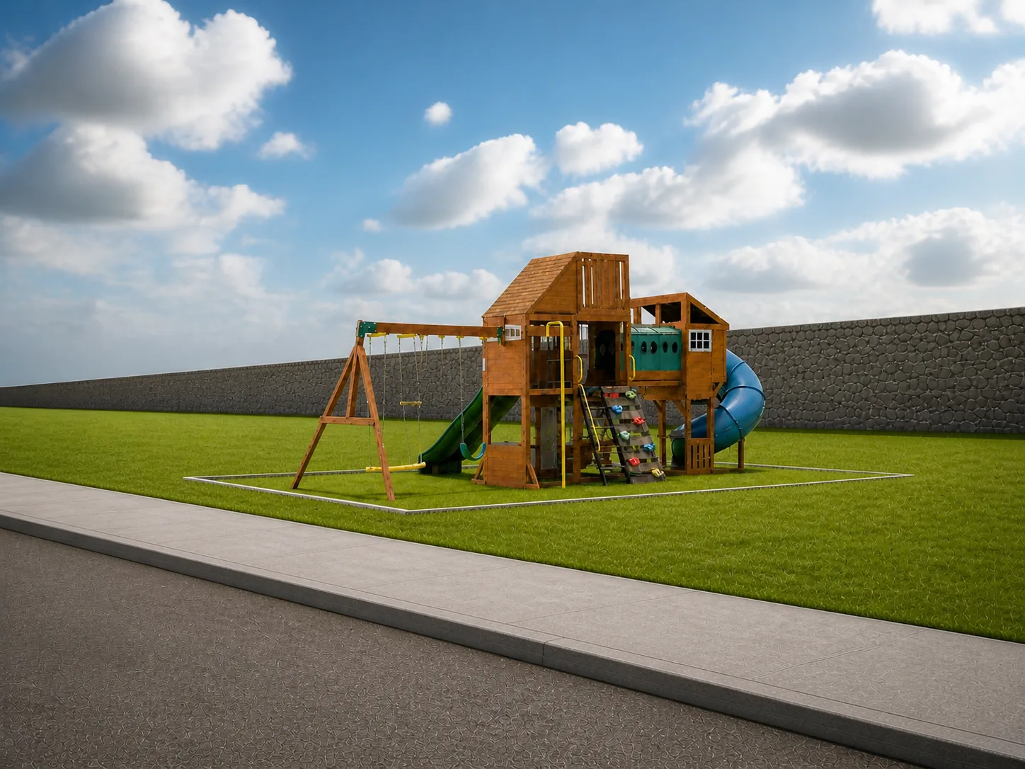 Render del área de juegos infantiles de Puerta San Miguel