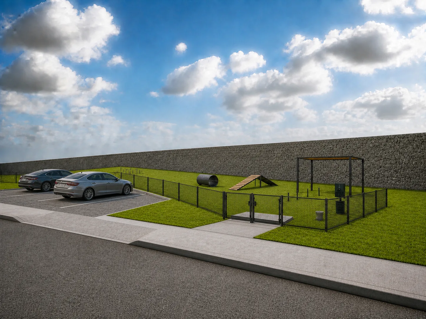 Render del parque para mascotas de Puerta San Miguel